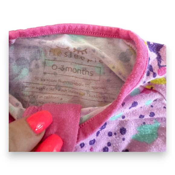 Little Sleepies Pink Paint Party Zippy 0-3 Months - Picture 3 of 3